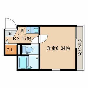 マーレ東あずま駅前(1K/2階)の間取り写真