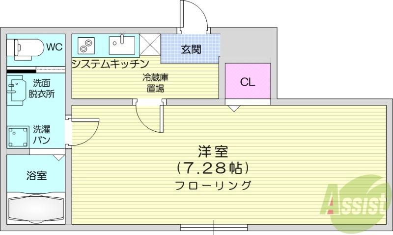 メゾン・ド・アミティ(1K/2階)の間取り写真