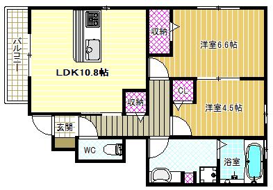 チェールアルコ(2LDK/1階)の間取り写真