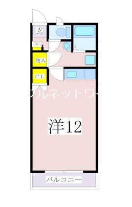 サザンロッジ(ワンルーム/2階)の間取り写真