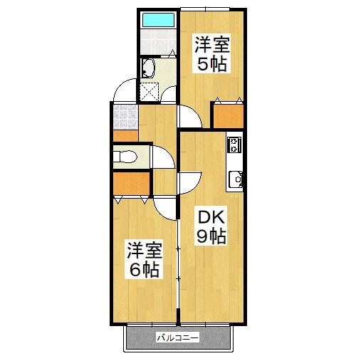 リバーサイド金岡A(2DK/2階)の間取り写真