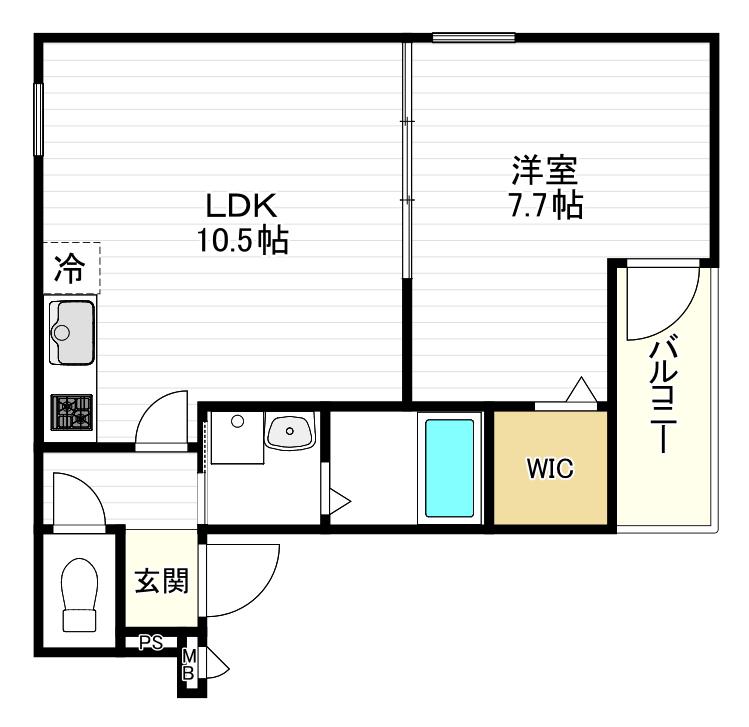 フジパレス今川公園V番館(1LDK/1階)の間取り写真