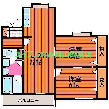 カーサフィオーレ(2LDK/2階)の間取り写真