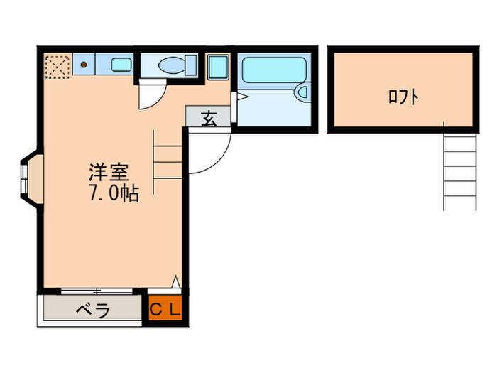 ピュア吉塚参番館(1K/2階)の間取り写真