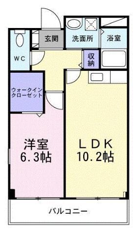 メルベーユフジワラII(1LDK/2階)の間取り写真