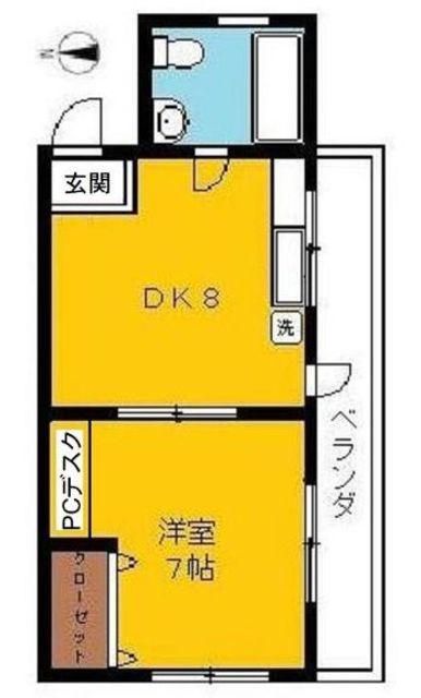 イワキコーポ(1DK/2階)の間取り写真