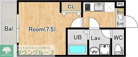 ジーメゾン入間東藤沢ルーチェ(1K/1階)の間取り写真