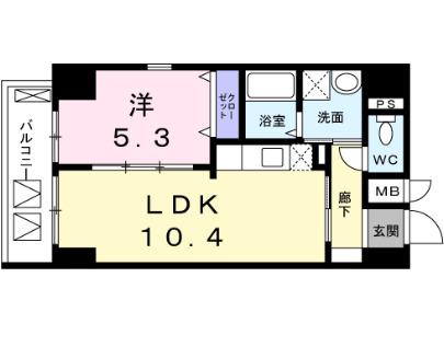 ポルカ エラン(1LDK/10階)の間取り写真