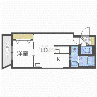 ALTA MAREA北大前(1LDK/1階)の間取り写真
