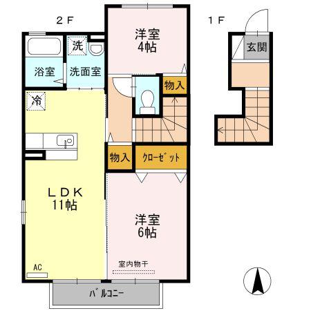 サント カンパーニュ(2LDK/2階)の間取り写真