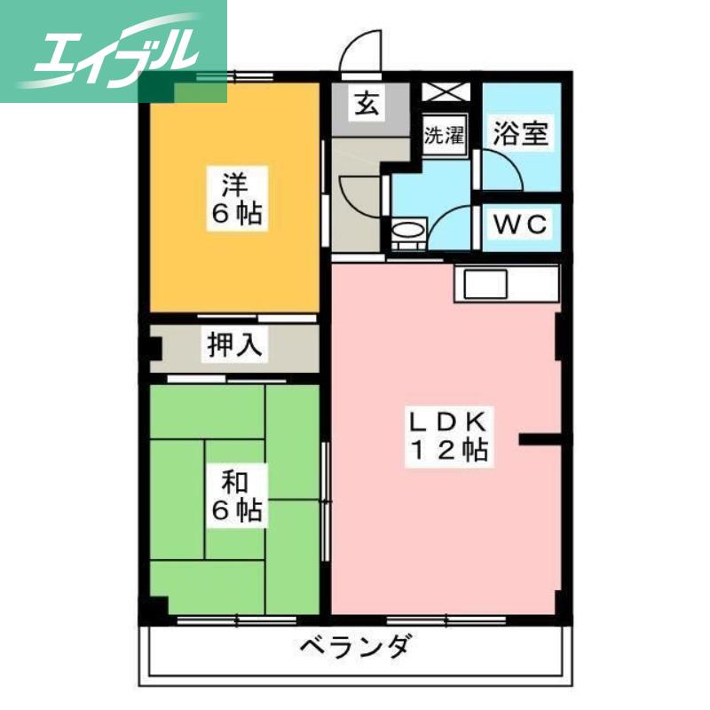 虫明第ニマンション(2LDK/1階)の間取り写真