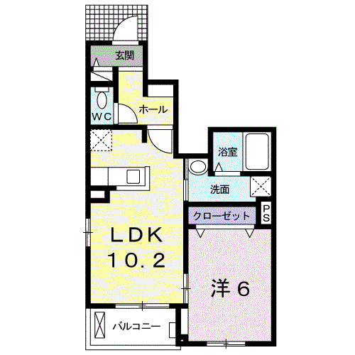 エレガンテII(1LDK/1階)の間取り写真