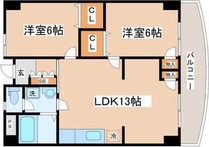 旭レジデンス(2LDK/3階)の間取り写真