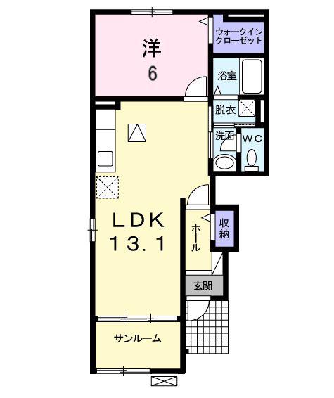 アシスト(1LDK/1階)の間取り写真