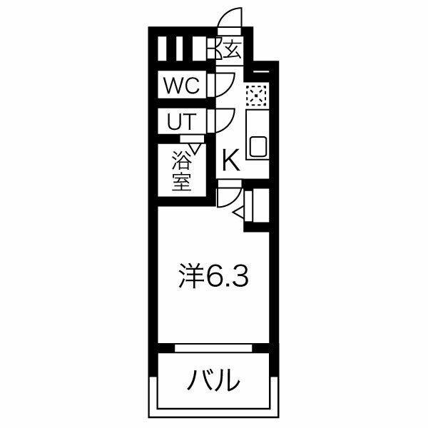 ファステート東別院シュプール(1K/6階)の間取り写真
