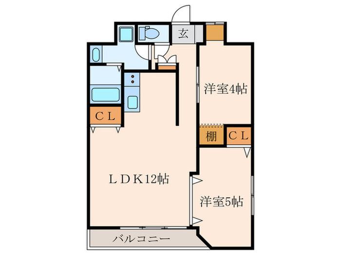 THE GRANDE HILLS(2LDK/11階)の間取り写真