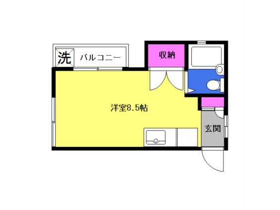 グリーンハイツ(ワンルーム/2階)の間取り写真