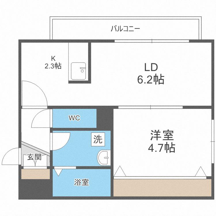 VILLA MT 平岸(1LDK/2階)の間取り写真