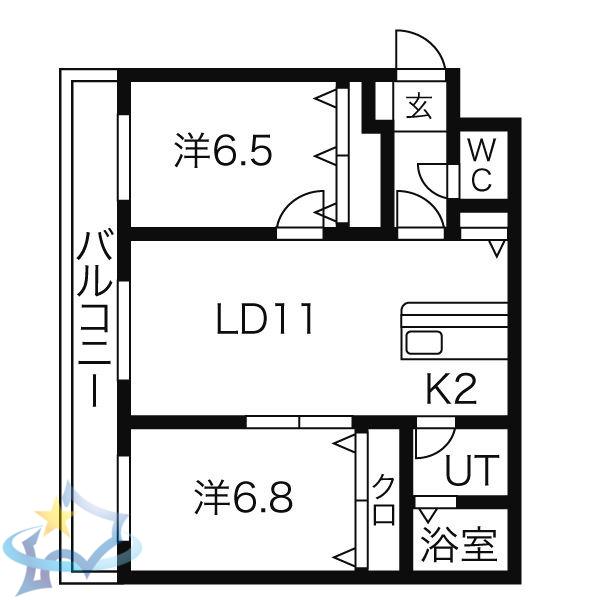 ヴィラージュ811(2LDK/2階)の間取り写真