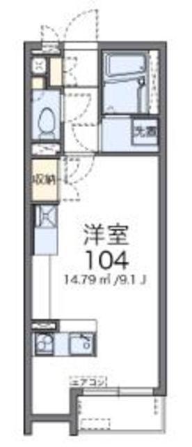 ミランダベルステージ(ワンルーム/2階)の間取り写真