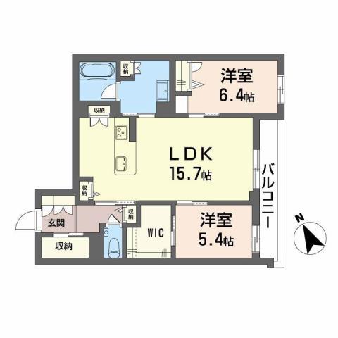 WITHPLUS天保山公園(2LDK/3階)の間取り写真