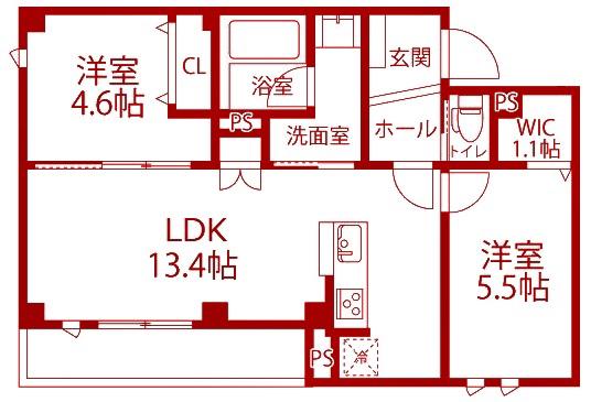 アバンティ カワサキ(2LDK/2階)の間取り写真