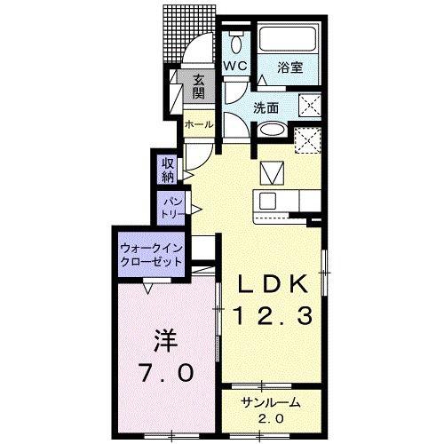 カーサ・ノルド(1LDK/1階)の間取り写真