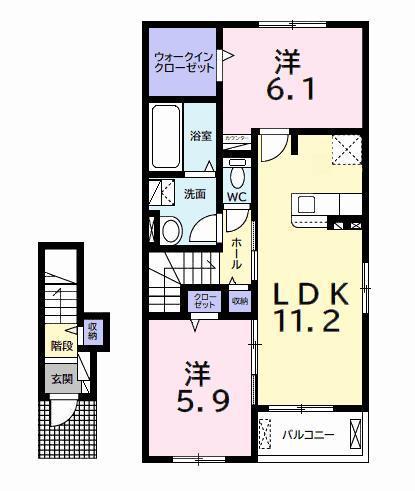 アメイジング(2LDK/2階)の間取り写真