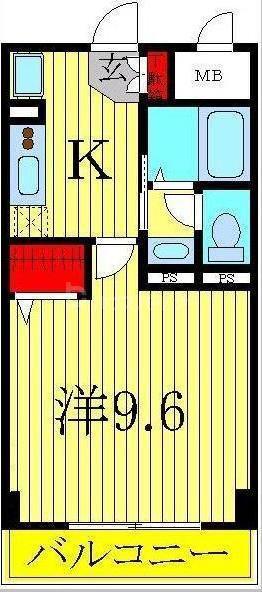 ラティニア(1K/6階)の間取り写真