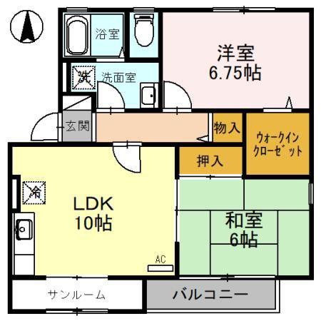 メゾン・パークス C棟(2LDK/2階)の間取り写真