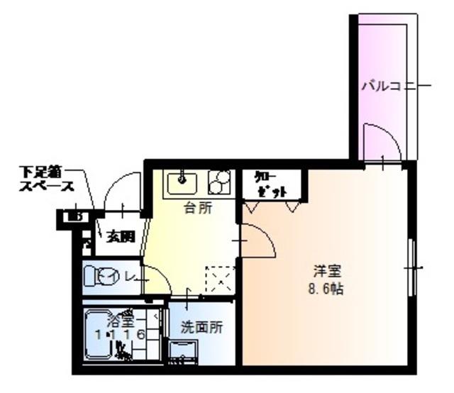 フジパレス百舌鳥赤畑町V番館(1K/1階)の間取り写真