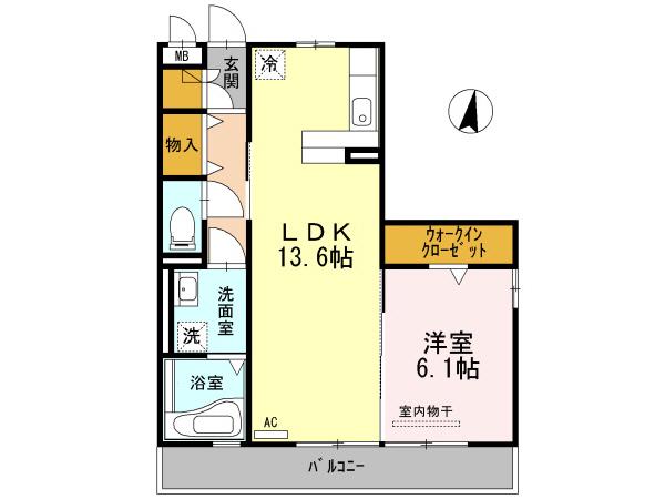 グラシューズ ヴィーブル(1LDK/2階)の間取り写真