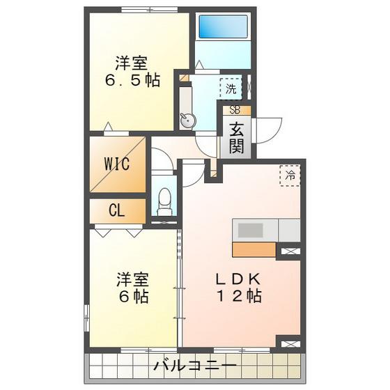 ラトゥール(2LDK/2階)の間取り写真