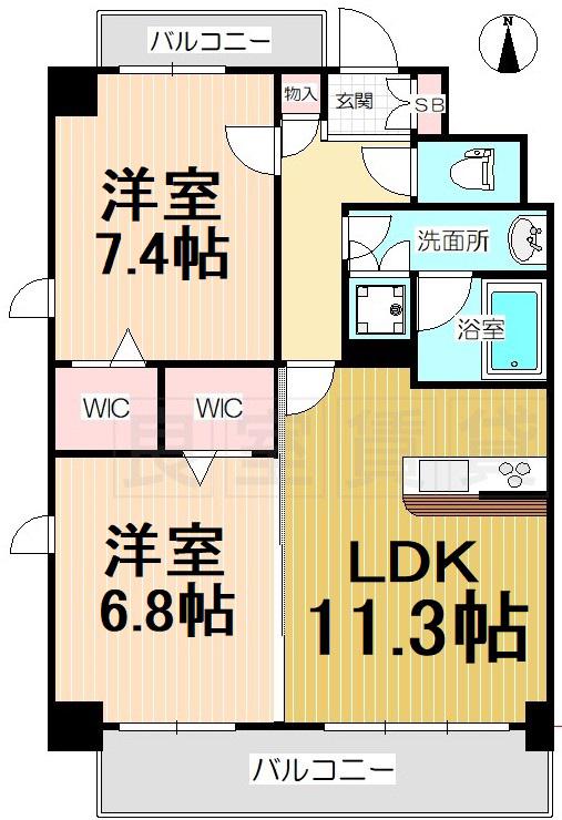 モラリエ金山(2LDK/9階)の間取り写真