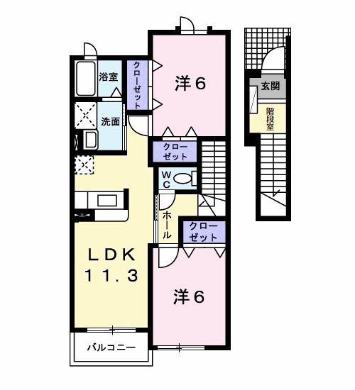 アロッジオ・ラッフィナート(2LDK/2階)の間取り写真