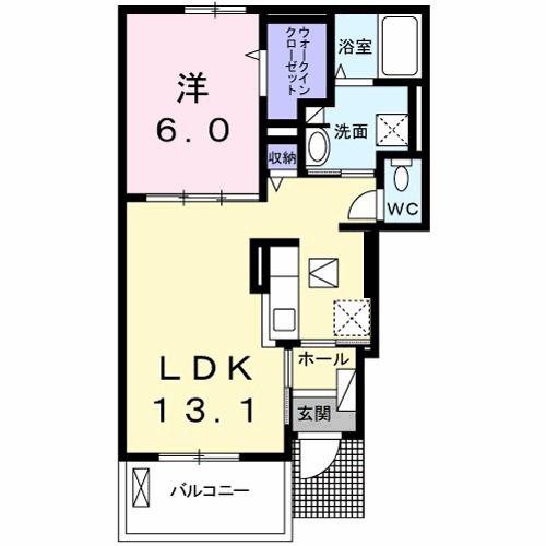 ラグジュアリーI(1LDK/1階)の間取り写真