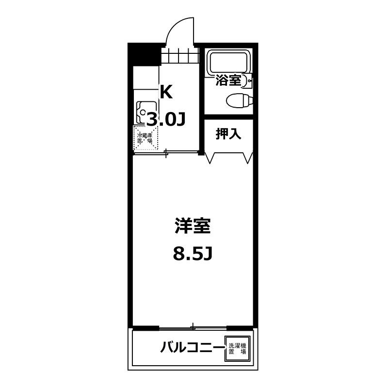 滝坂ハイツ(1K/2階)の間取り写真