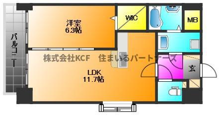 プレジデント正弥久留米駅前(1LDK/2階)の間取り写真