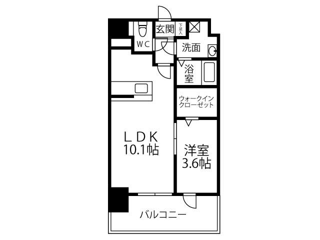 レジデンス22(1LDK/3階)の間取り写真