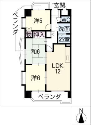 マイハイムかみやま(3LDK/10階)の間取り写真