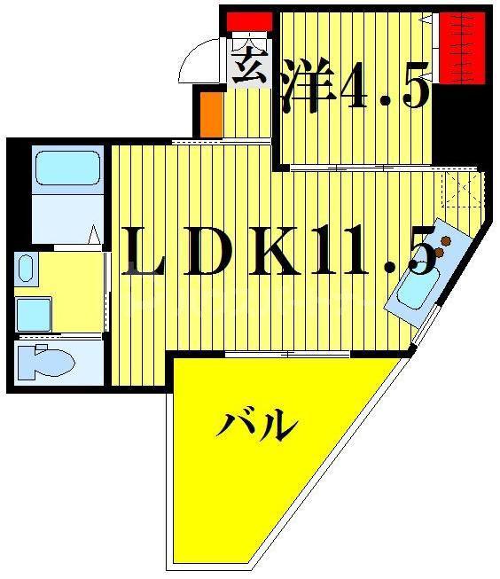 BONHEUR DEAR COURT(1LDK/1階)の間取り写真