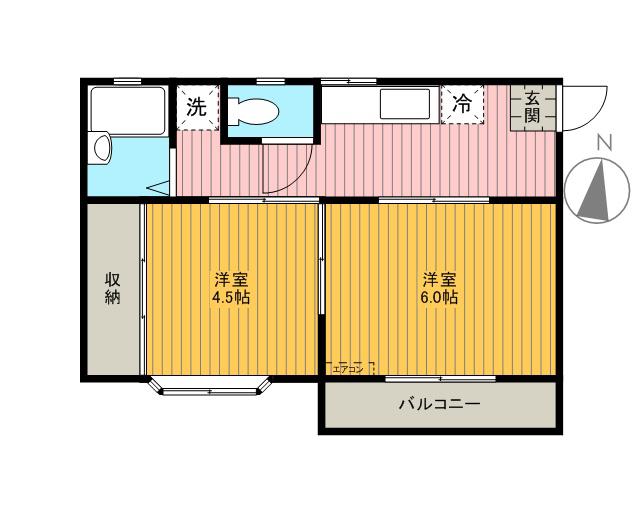 カーサ栗原(2K/1階)の間取り写真