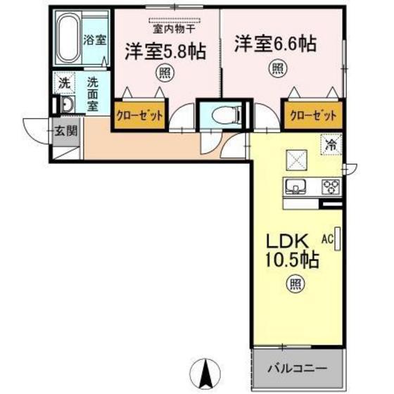 CARDANO(2LDK/1階)の間取り写真