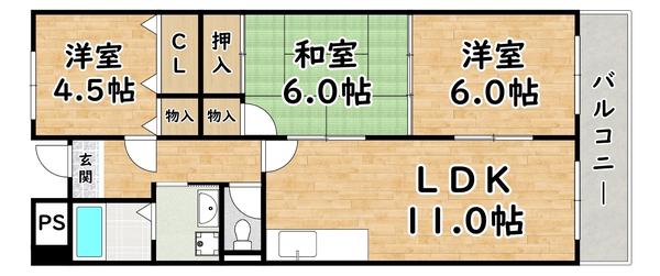 デュラールモリタ(3LDK/3階)の間取り写真