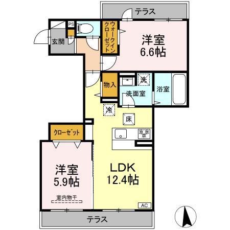 メゾン ド ネージュ東戸塚(2LDK/1階)の間取り写真