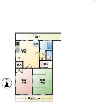 アーバンハイツ船橋(2DK/2階)の間取り写真