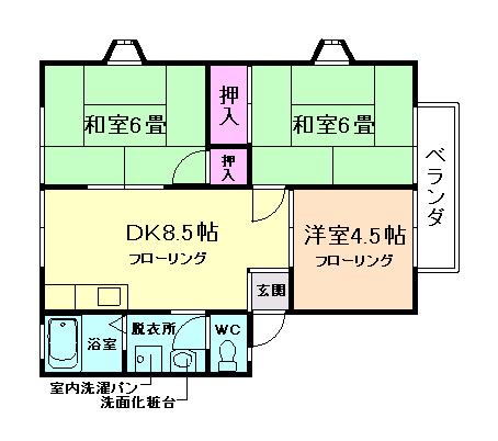 ラフィーネクレハ(3DK/1階)の間取り写真