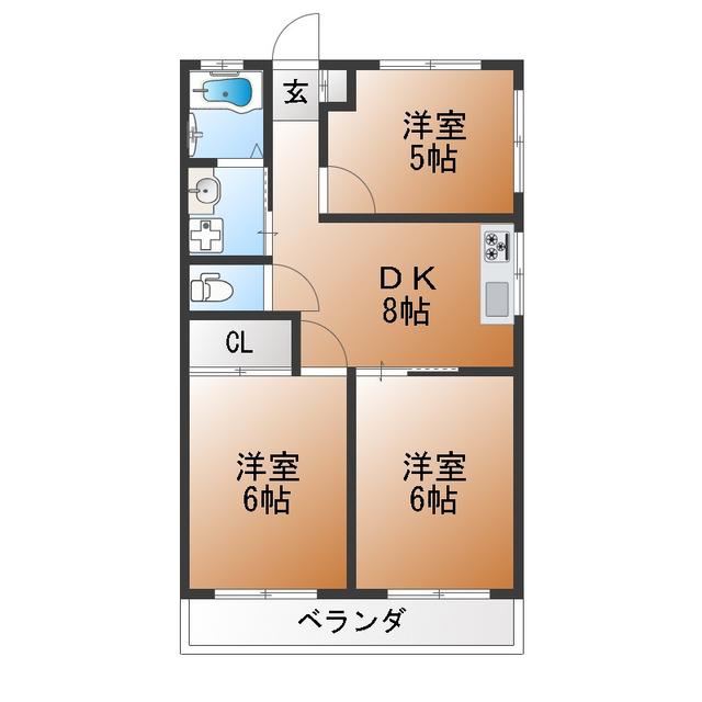 FUJI HEIGHTS(3DK/2階)の間取り写真