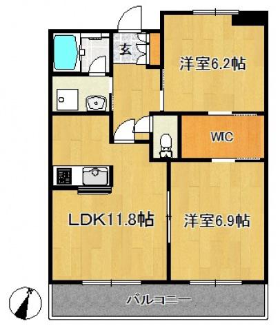 グランシャリオ(2LDK/1階)の間取り写真