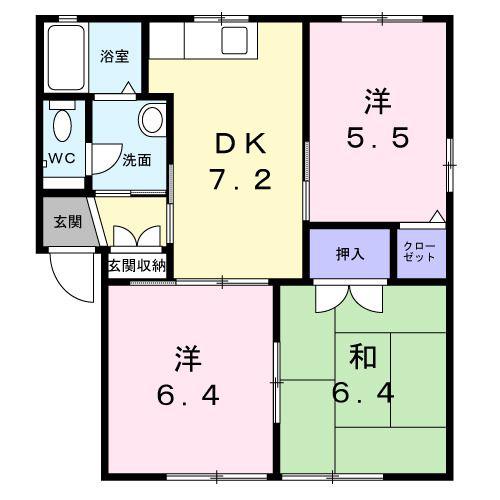 カーサコシネル  A棟(3DK/2階)の間取り写真